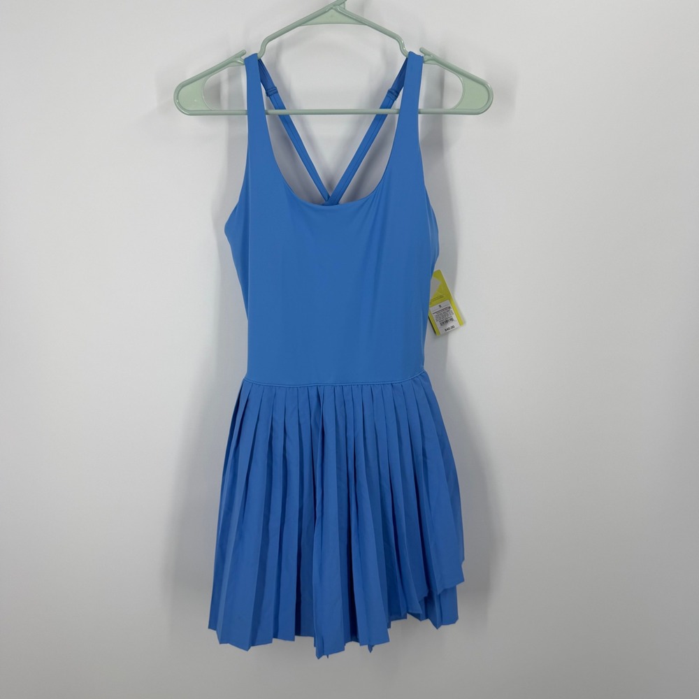 All in Motion Pleated Active Dress Womens Small Blue Padded Strappy Athleisure